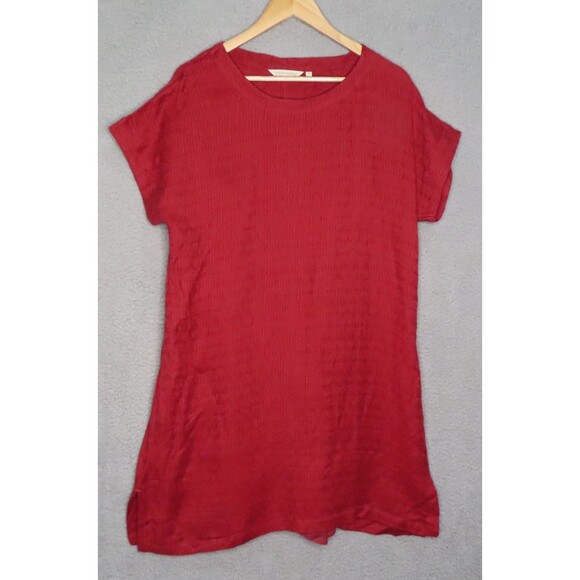 Soft Surrounding Shirt Dress Medium Petite Red Linen Short Sleeve Remi Gauze - Picture 1 of 7